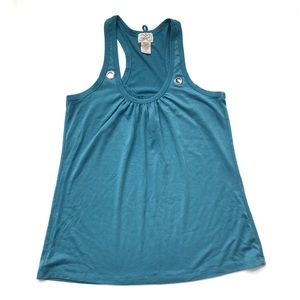 Eyelash Teal Blue Racerback Tank with Grommets Size Small